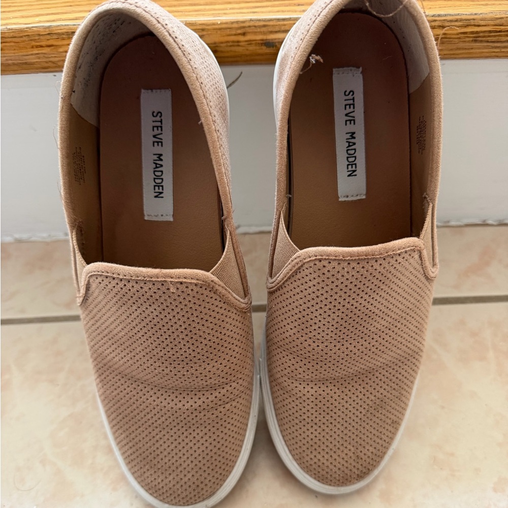 Steve Madden Nude Perforated Slip-On Sneakers